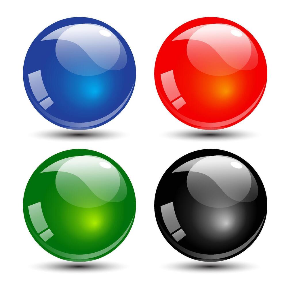 blue red green black ball 3D set vector