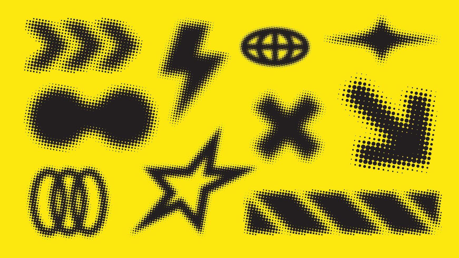 Streetwear Halftone Y2K Element Pack vector