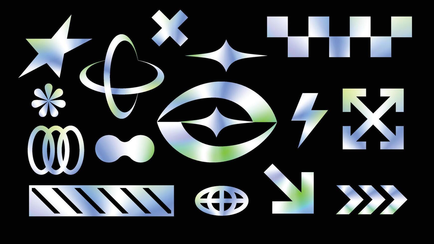 Shiny Holographic Y2K Element Pack vector