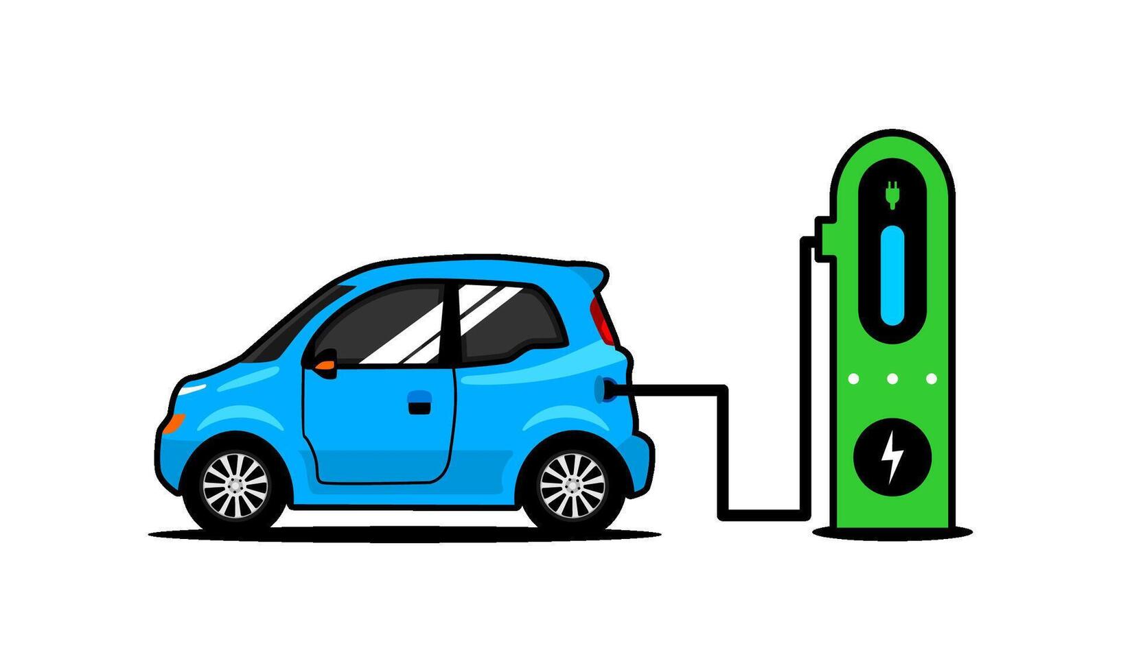 electric car charging at the charger station vector