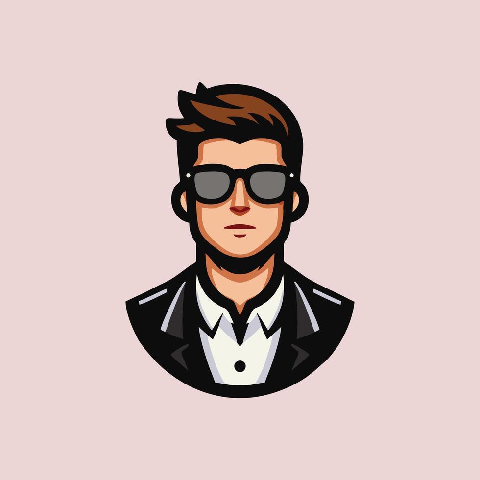 Man with glasses logo design mascot art illustration vector