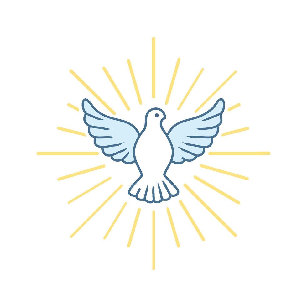 A radiant white dove with glowing wings vector