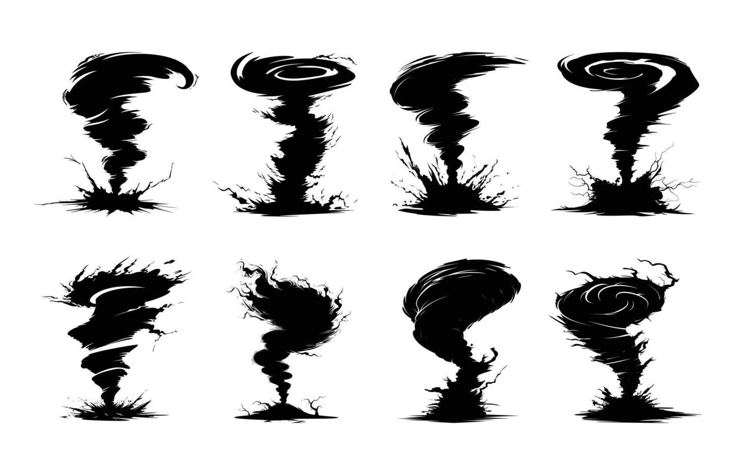 Tornado Silhouette Clipart Bundle vector