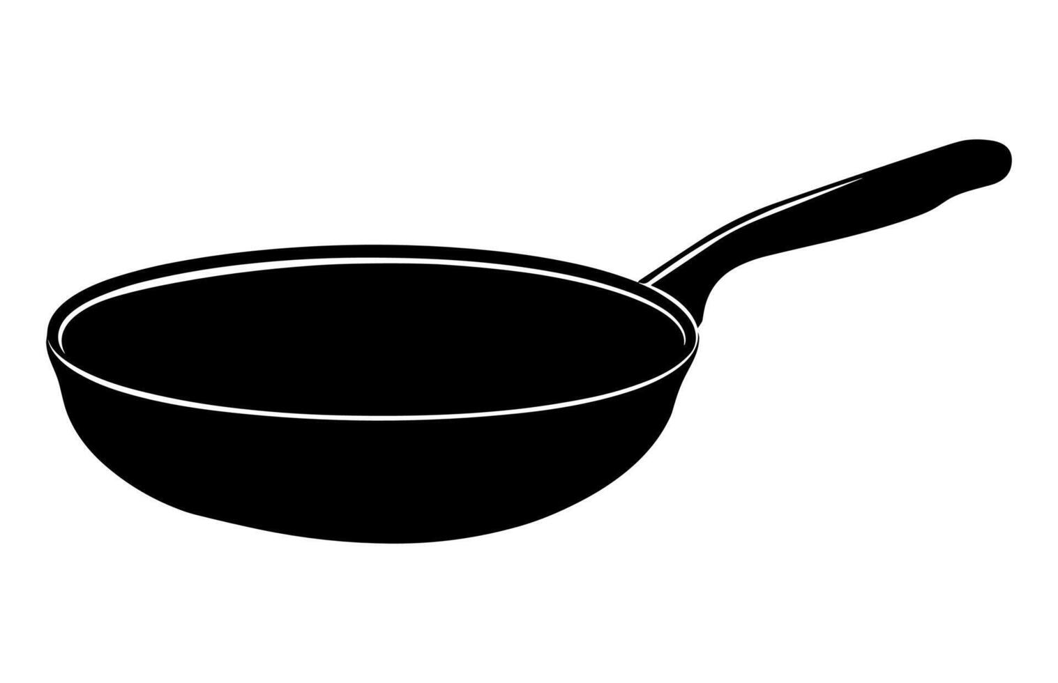 Frying Pan Black Silhouette isolated on a white background vector