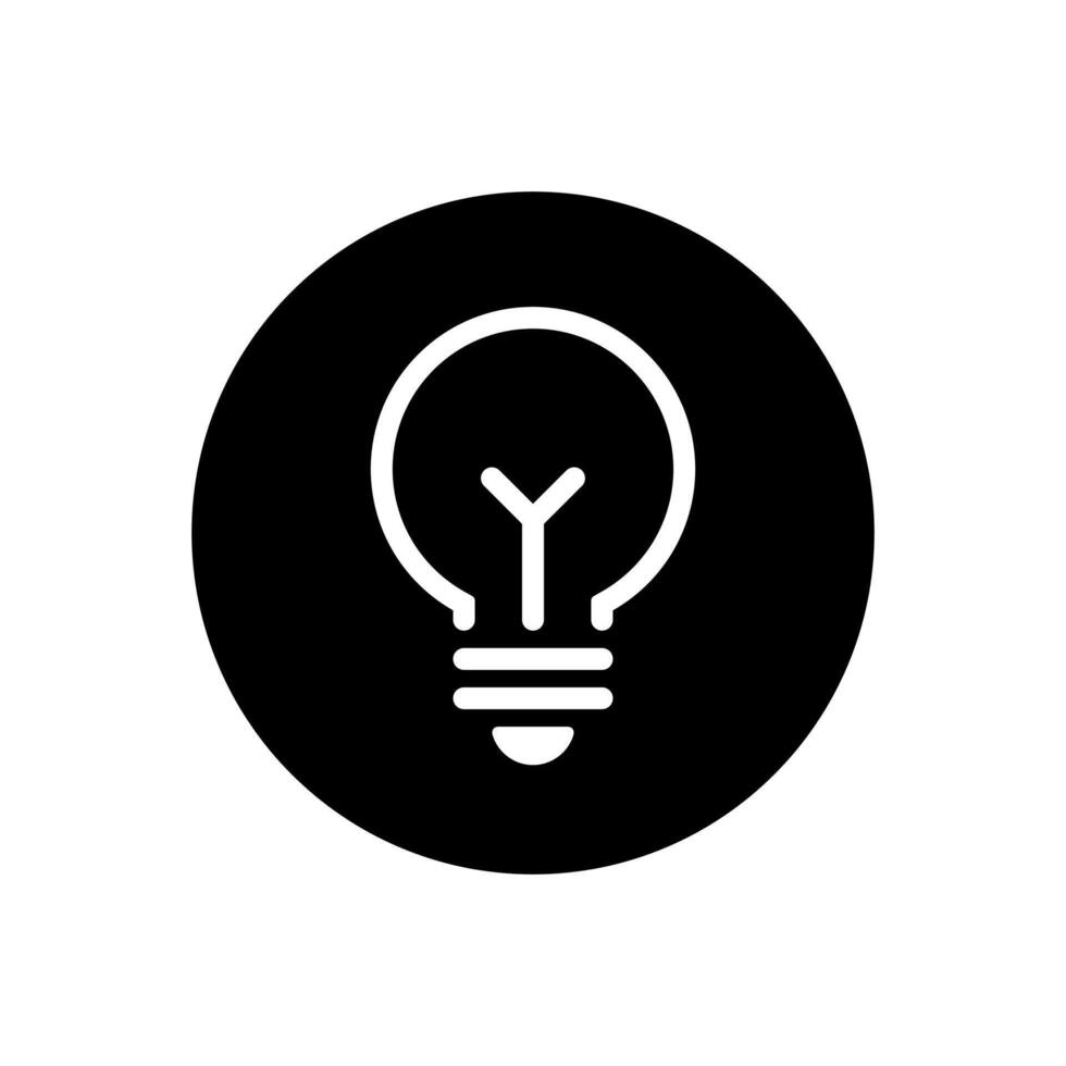 Light bulb, lamp outline icon isolated on black circle vector