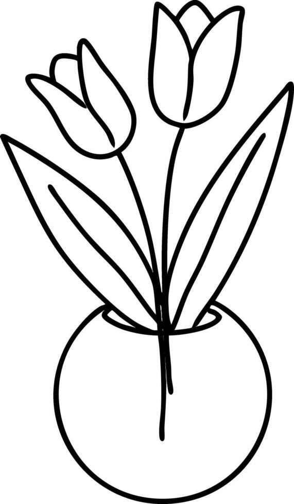 aesthetic tulip in a vase illustration vector