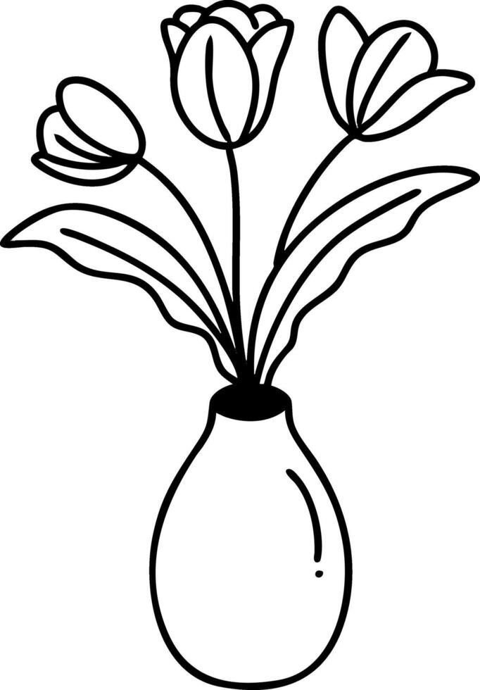 botanical flower in vase coloring page illustration vector