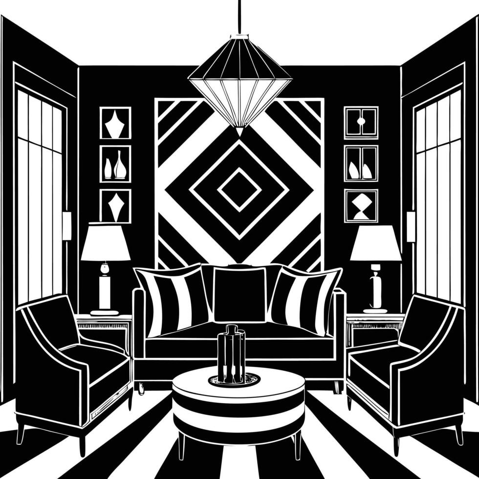Black silhouette furniture design on a white background vector