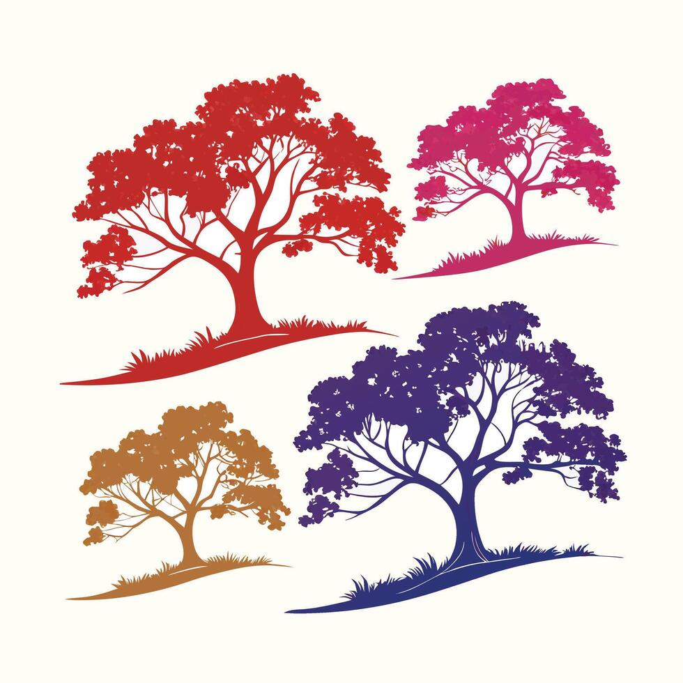 Creative Collection of Tree logo Design on white background vector
