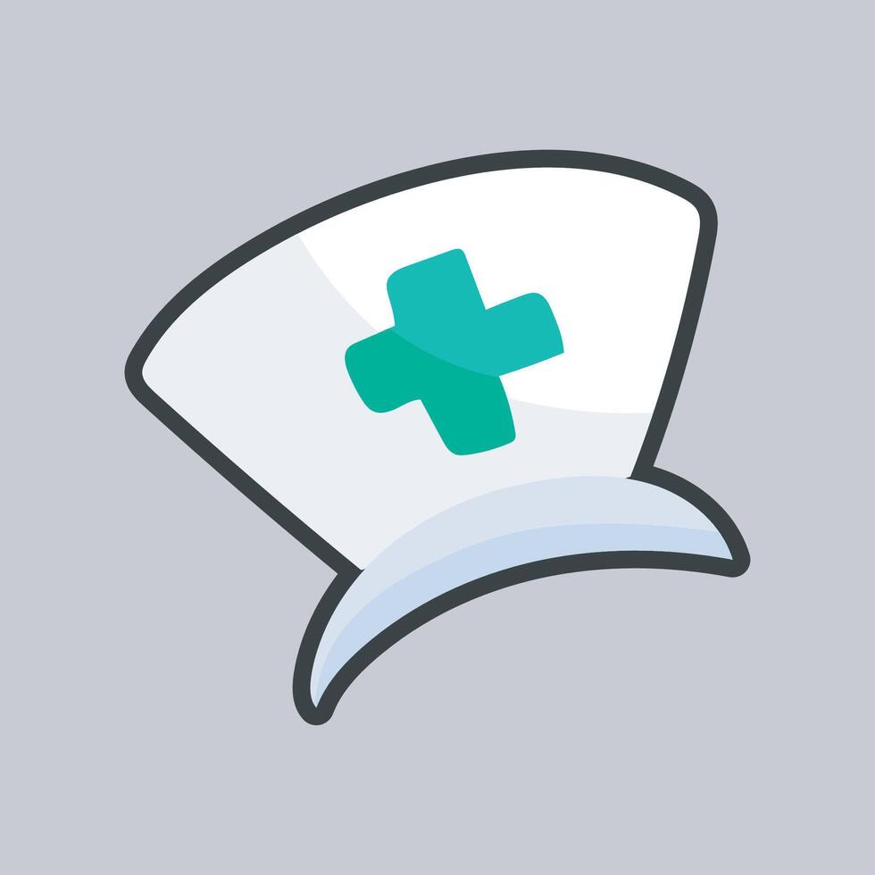 nurse hat with outline flat design. vector