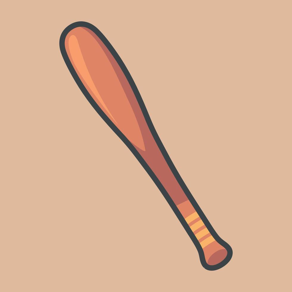 brown baseball stick with outline flat design. vector