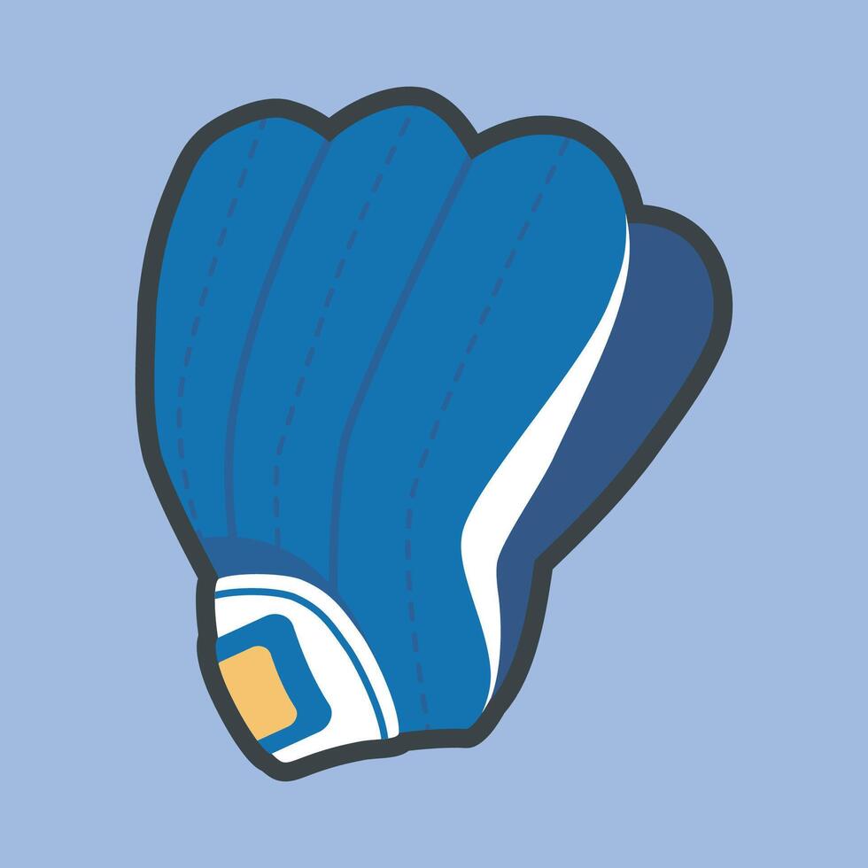 blue baseball glove with outline flat design. vector