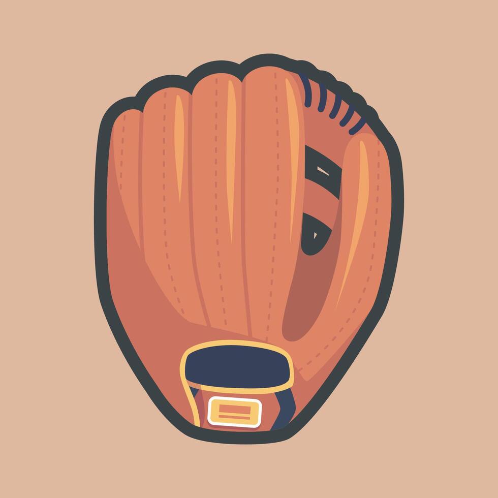 baseball glove with outline flat design. vector