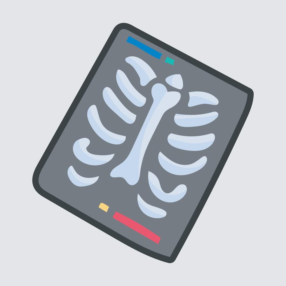 chest bone photo with outline flat design. vector