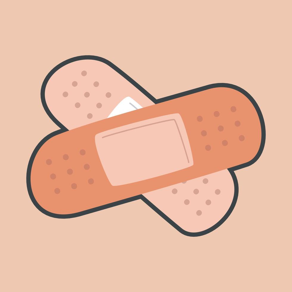 aid bandages with outline flat design vector