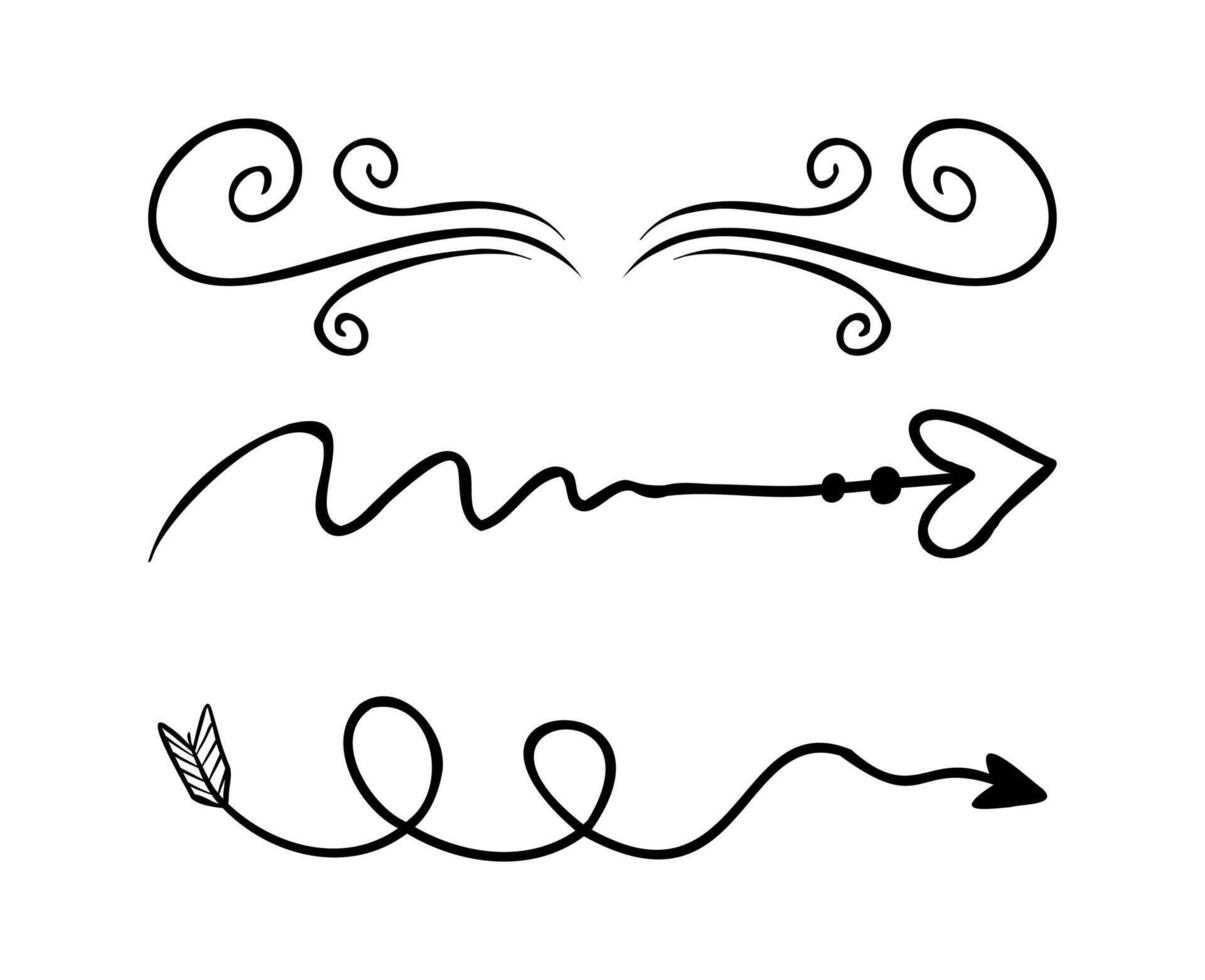 Hand drawn ornamental set art on black colour vector