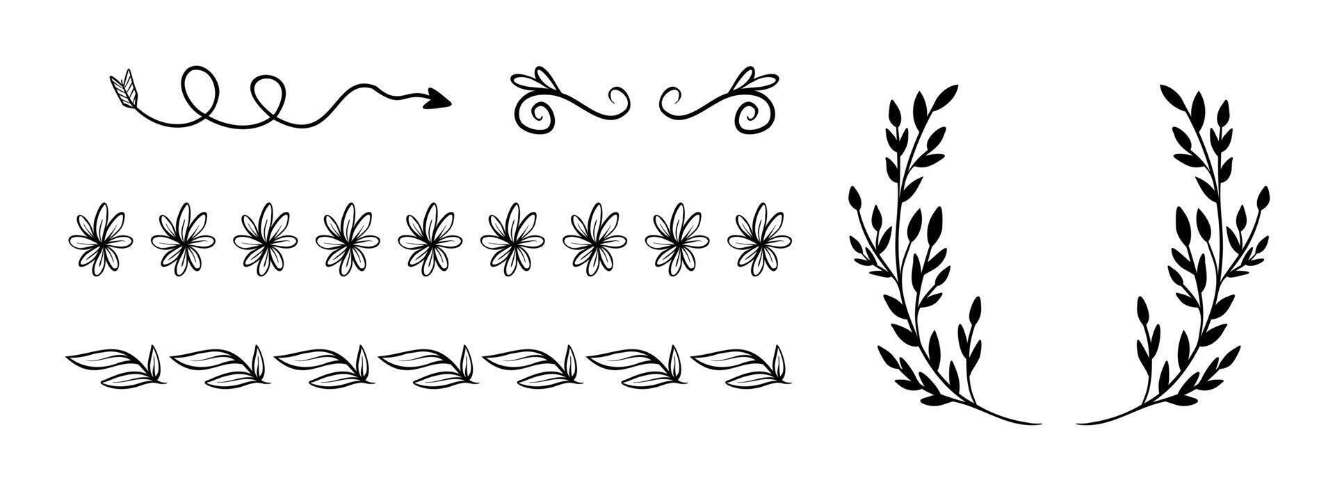 Hand drawn ornamental element set art on white background vector