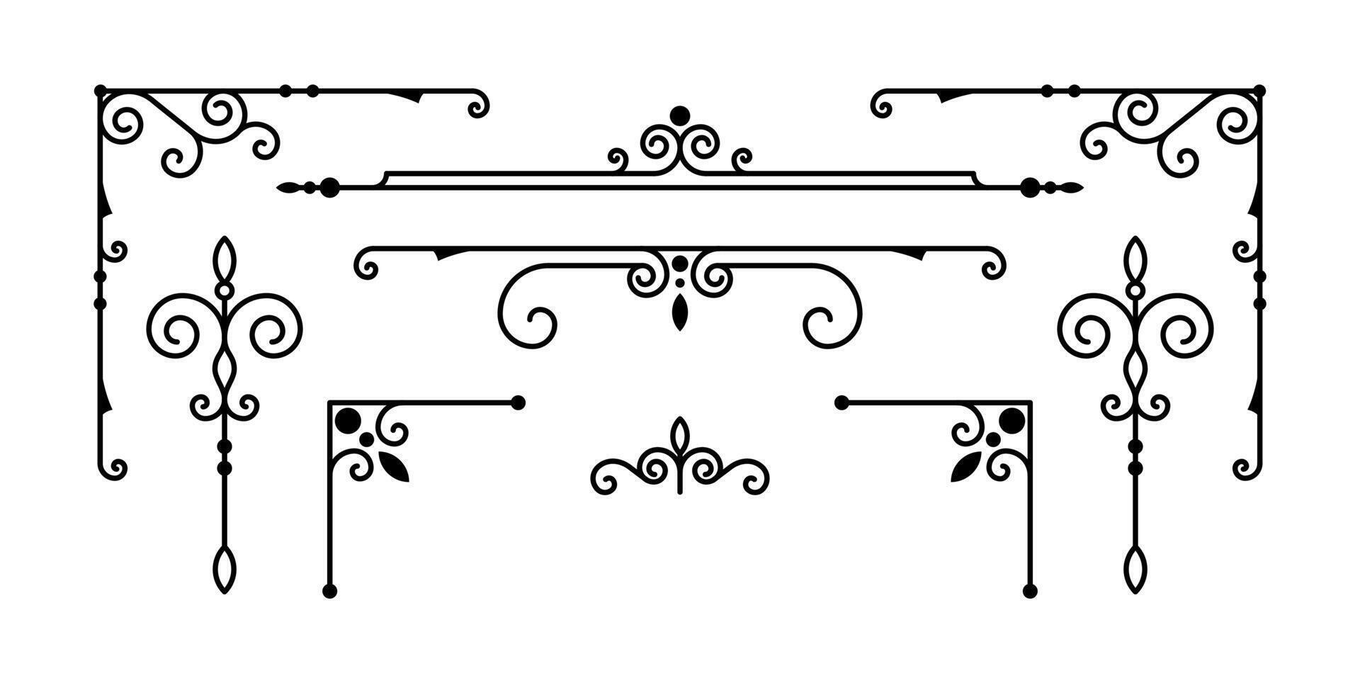 Calligraphic ornamental elements on black colour vector