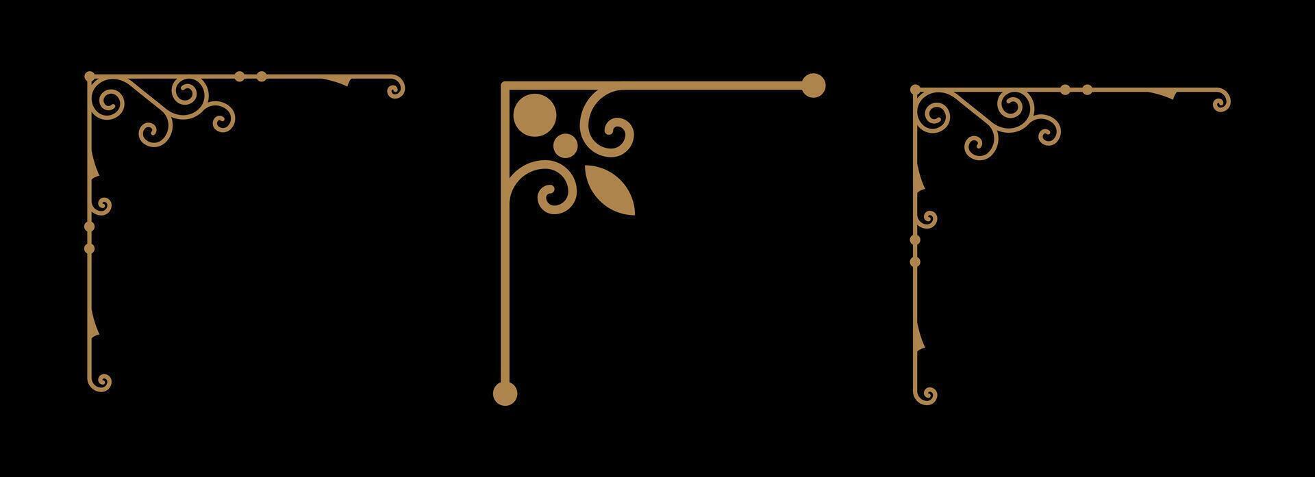 Calligraphic ornamental elements corner art vector