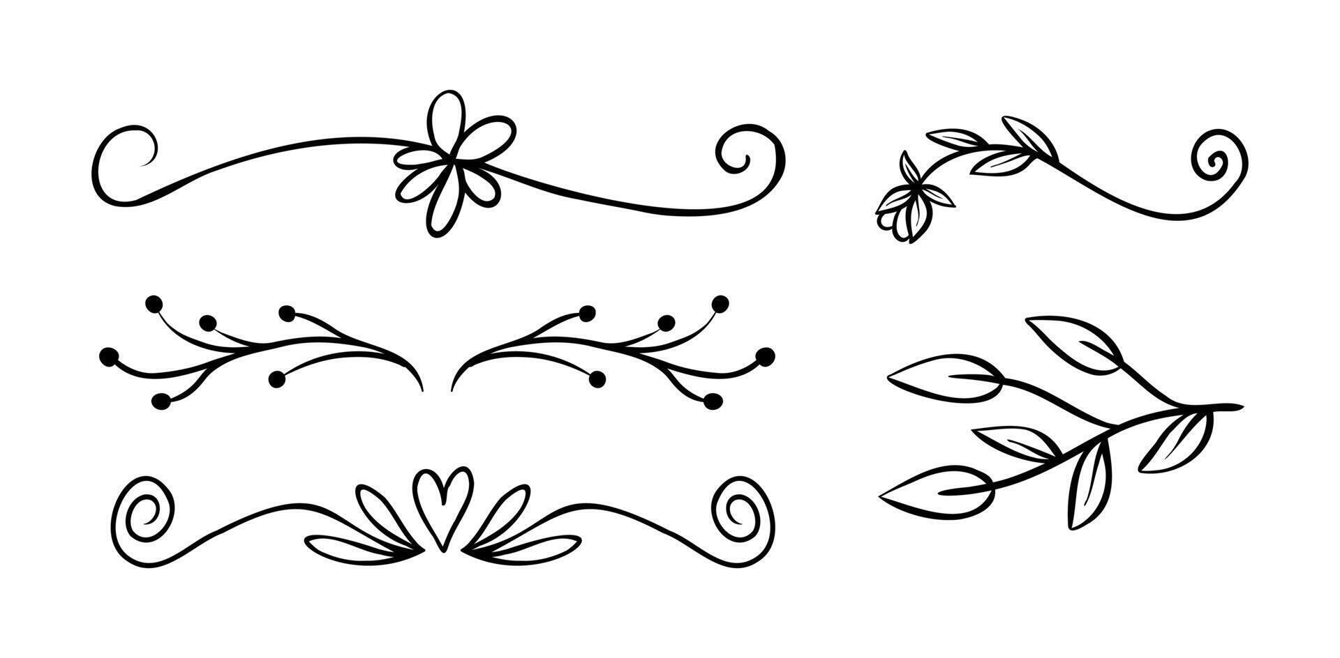 Hand drawn ornamental set on white background vector