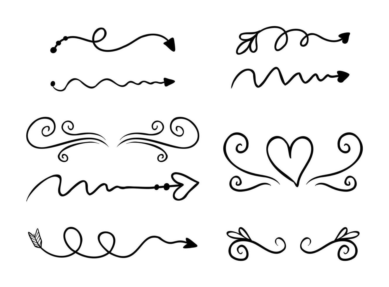 Hand drawn ornamental set vector