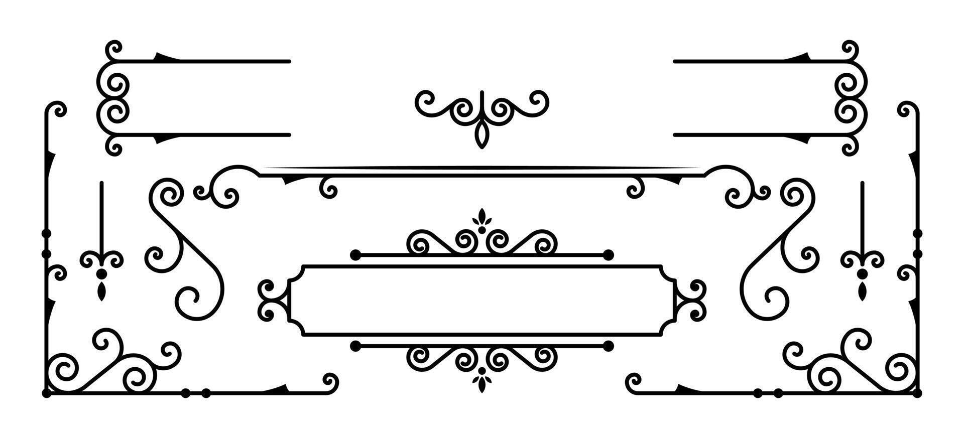 Calligraphic ornamental elements art on black colour vector