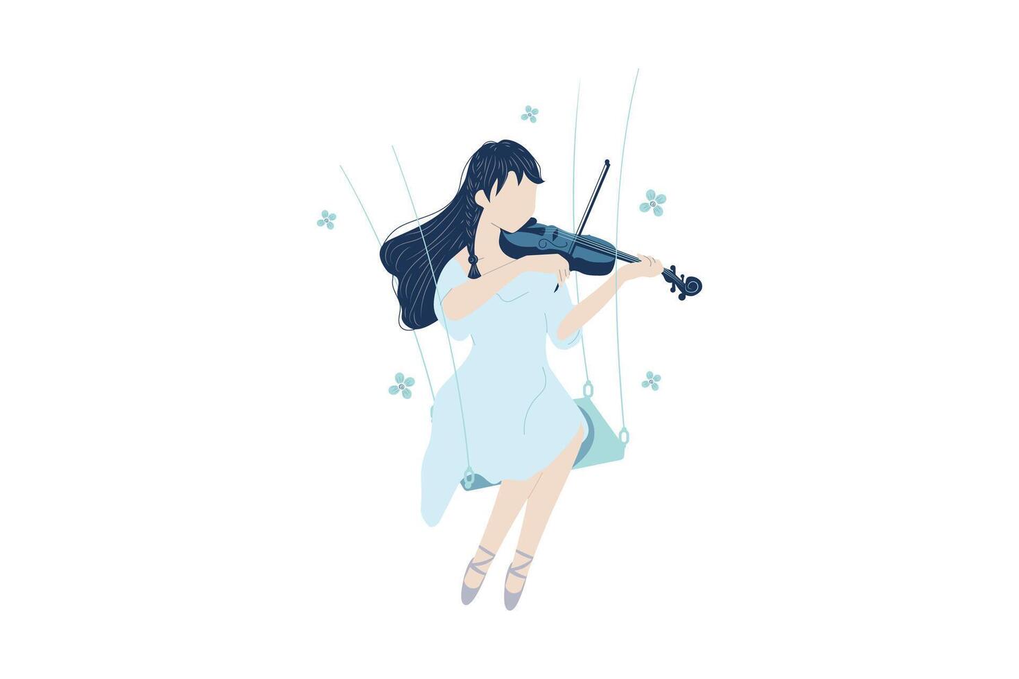 Girl Playing Violin Illustration vector