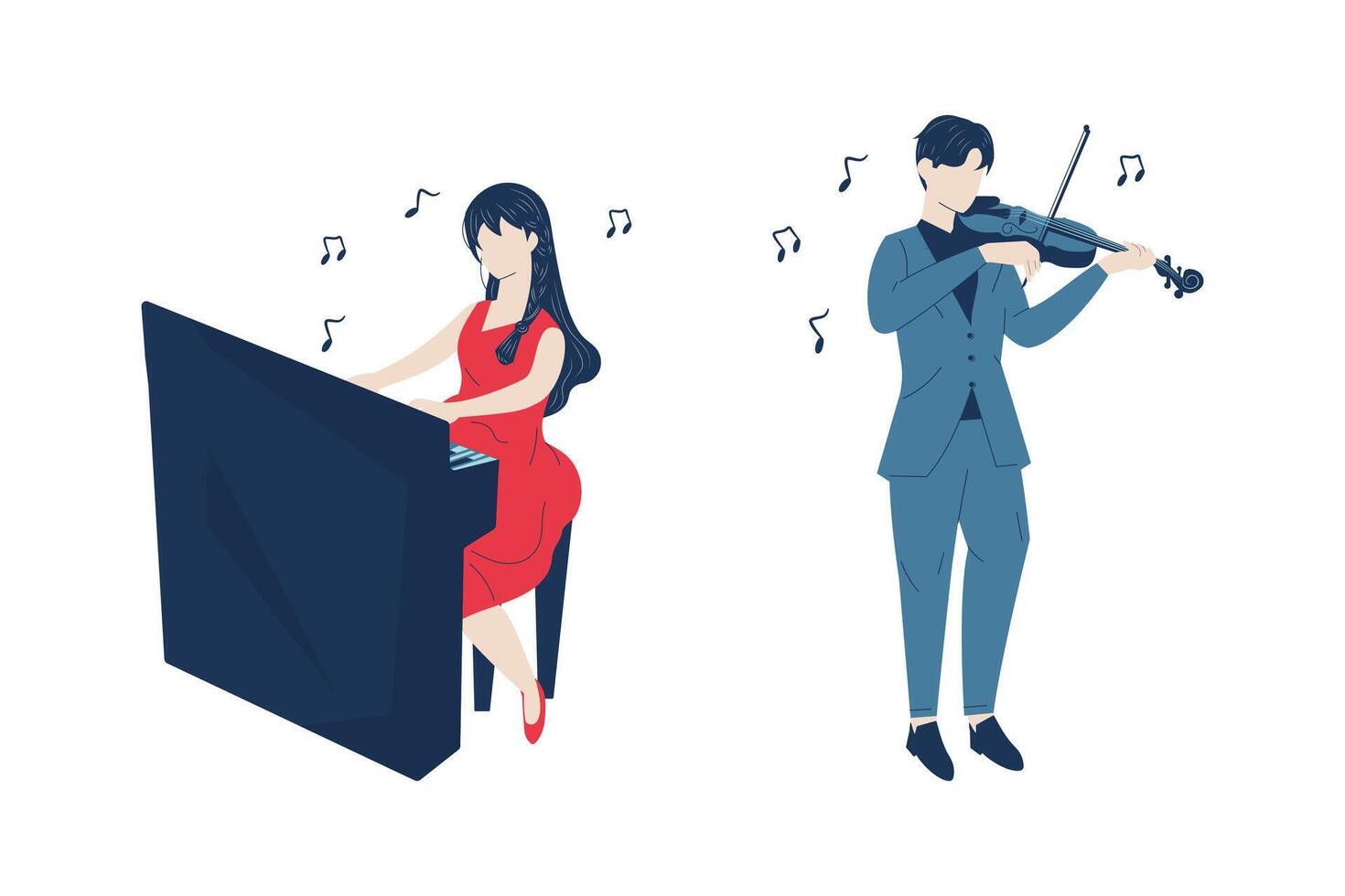 An Illustration of a Couple Playing Music Illustratio vector