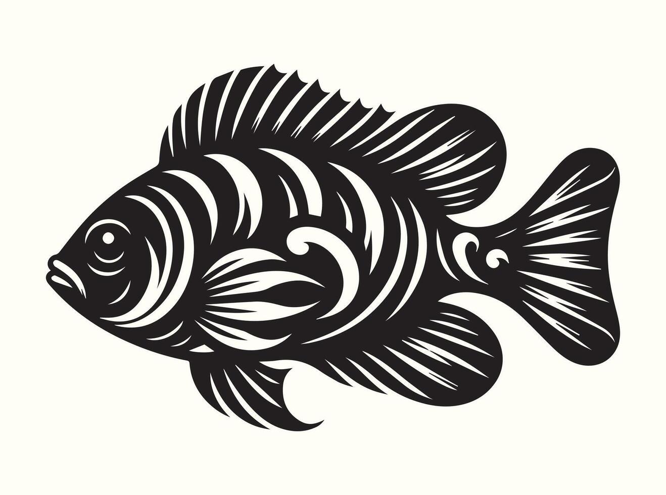 Modern Fish Silhouette Art in Black for a Contemporary Touch to Your Space vector