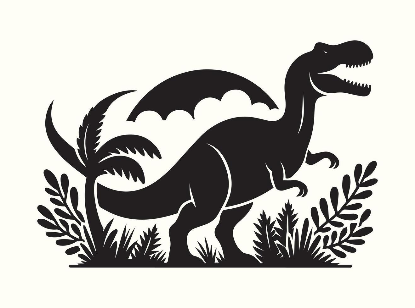 Artistic Black Dinosaur Silhouette Prints for Trendy and Nature-Inspired Wall Art vector