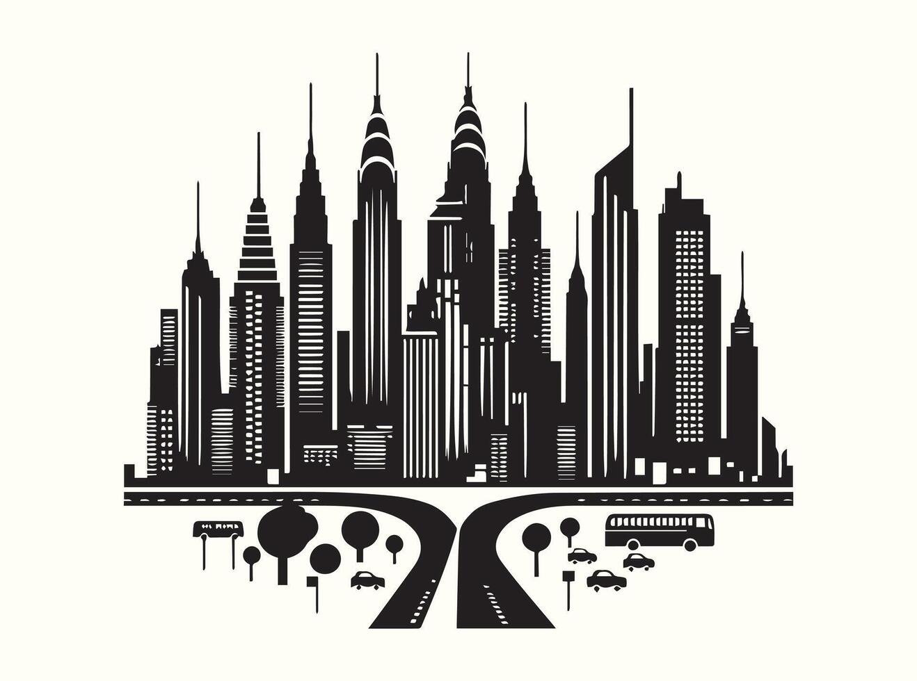 Minimalist City Skyline Silhouette Decor for Homes Seeking Modern Urban Vibes vector