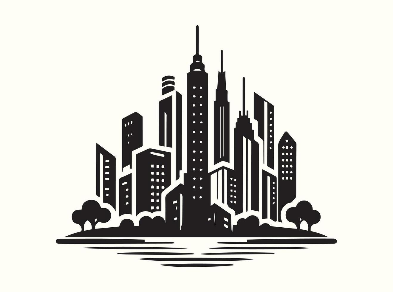 Stunning City Skyline Silhouette Art for Home Decor and Urban Style Living Rooms vector