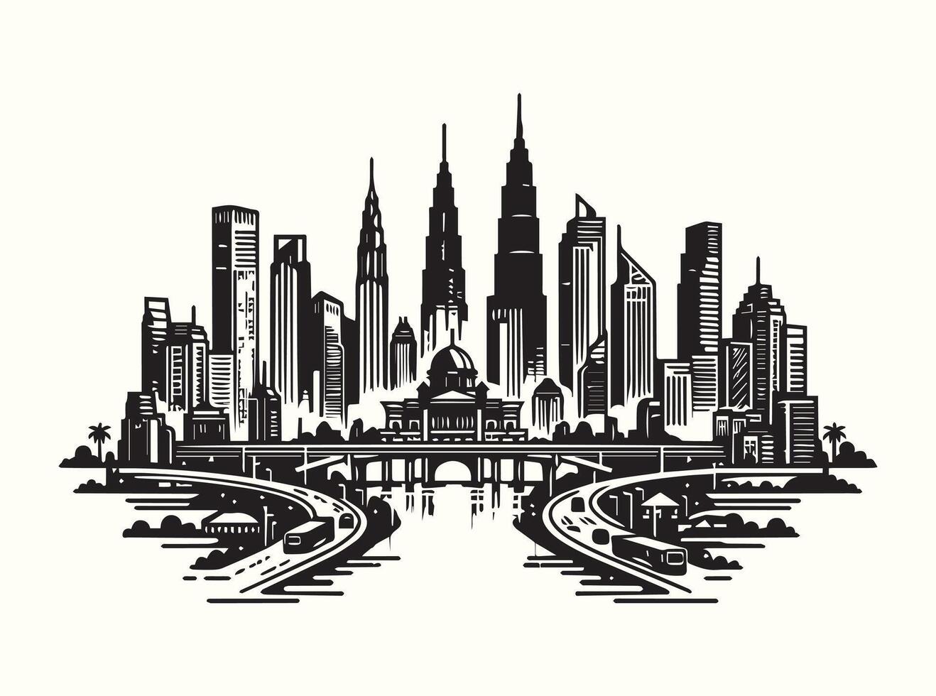 City Skyline Silhouette Designs for Creating Stunning Wall Art in Any Room vector