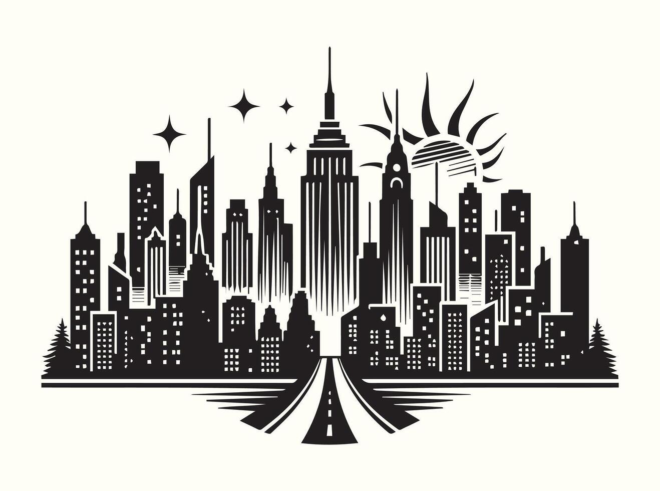 City Skyline Silhouette in Black Perfect for Modern Home Wall Decoration and Design vector