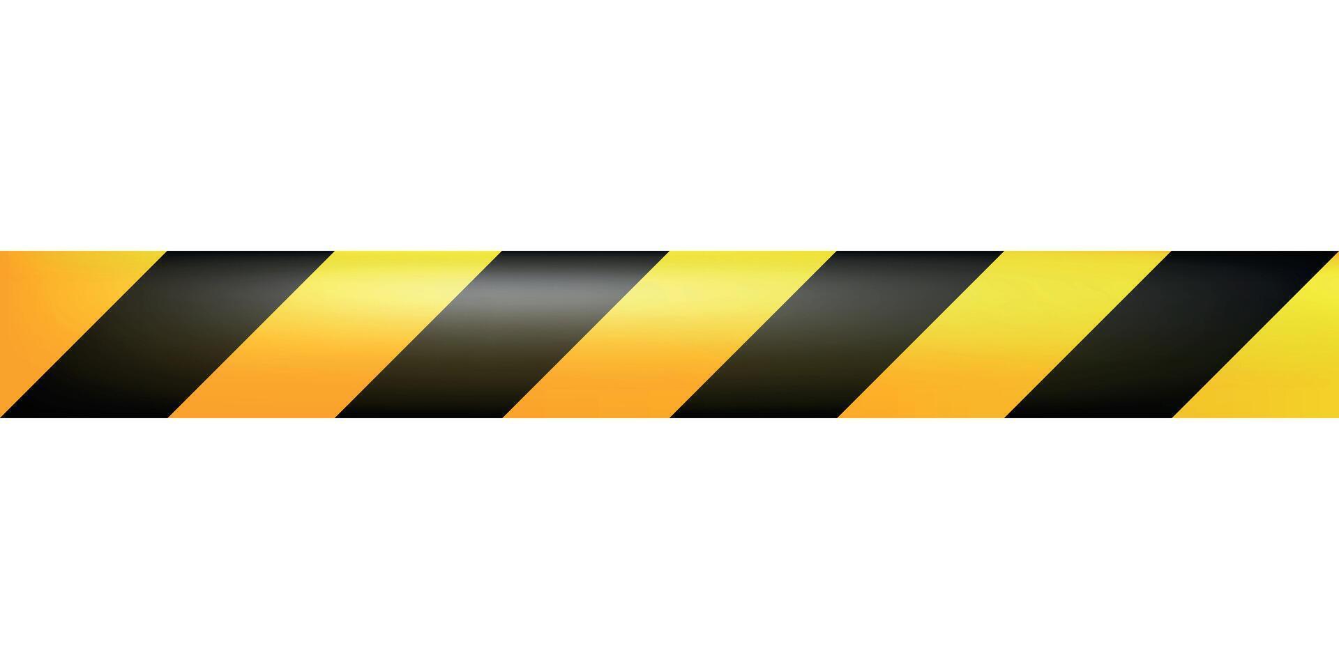 Warning tape with yellow and black stripes isolated on a transparent background. Stretched caution tape. Seamless illustration. vector