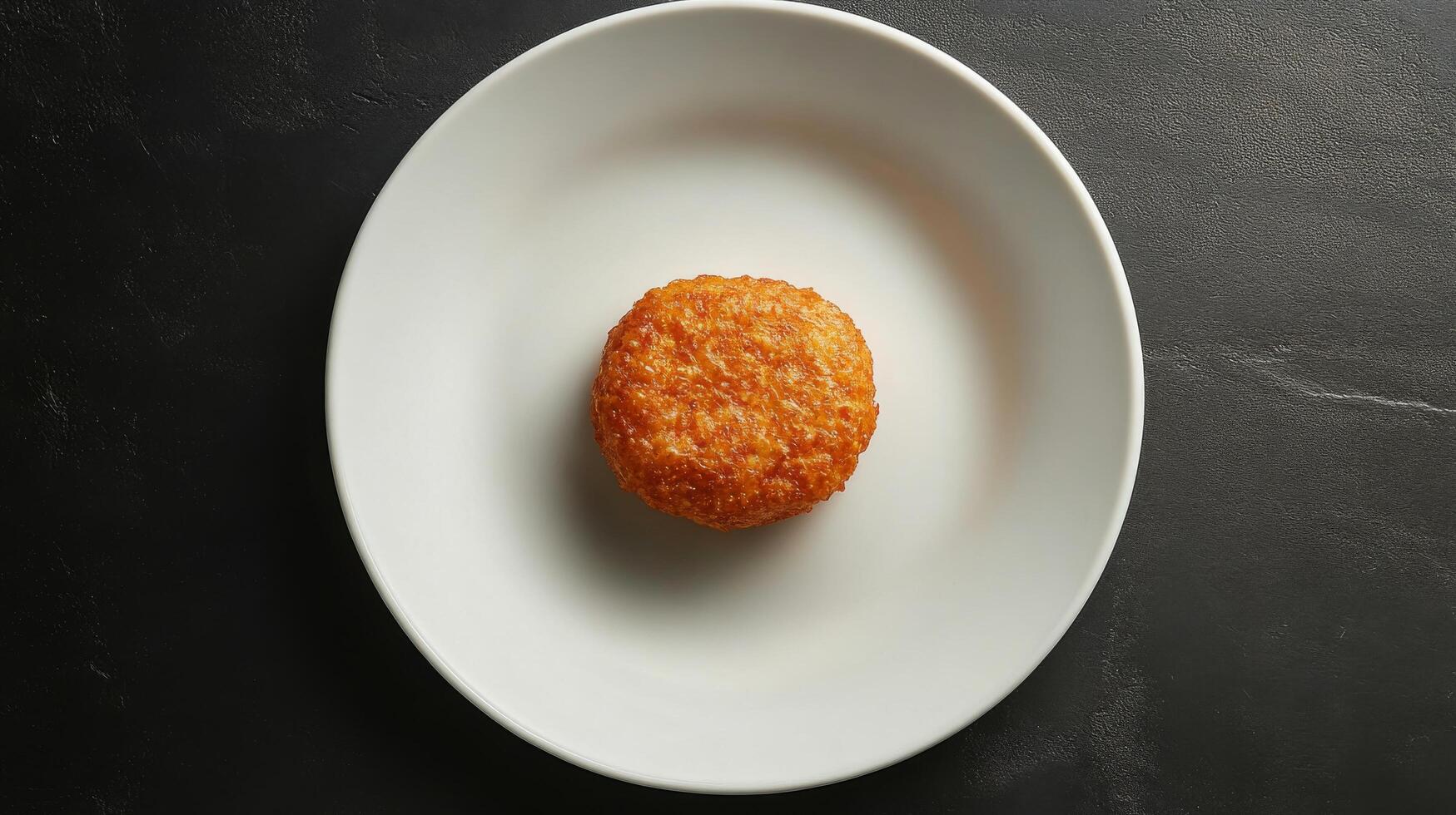 A small piece of fried food on a white plate photo