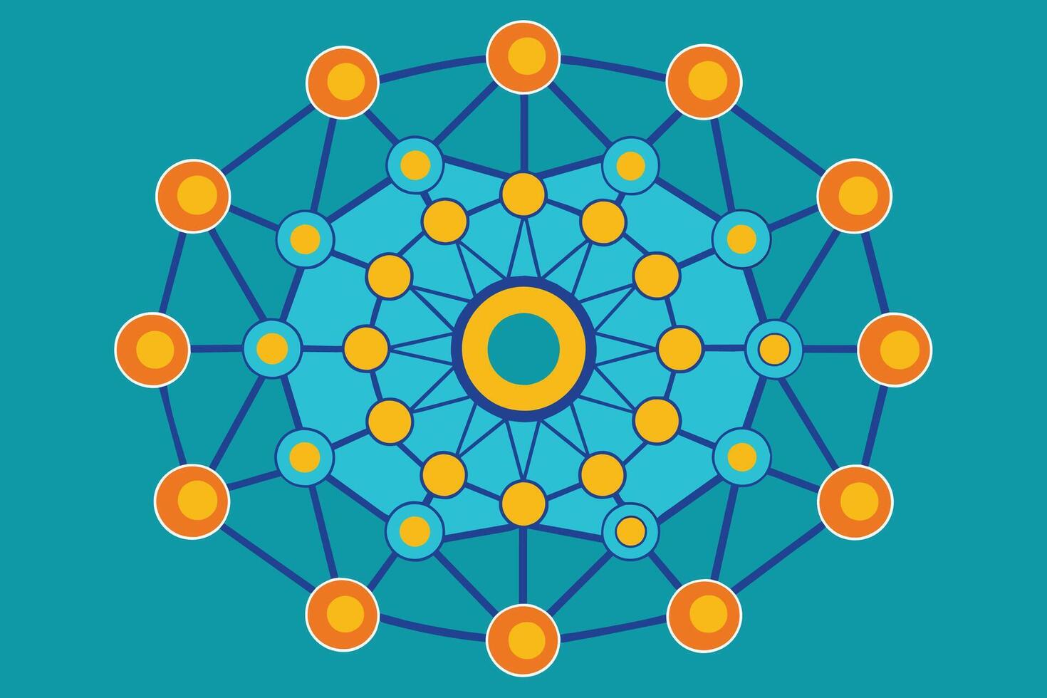 Circular pattern of interconnected dots vector