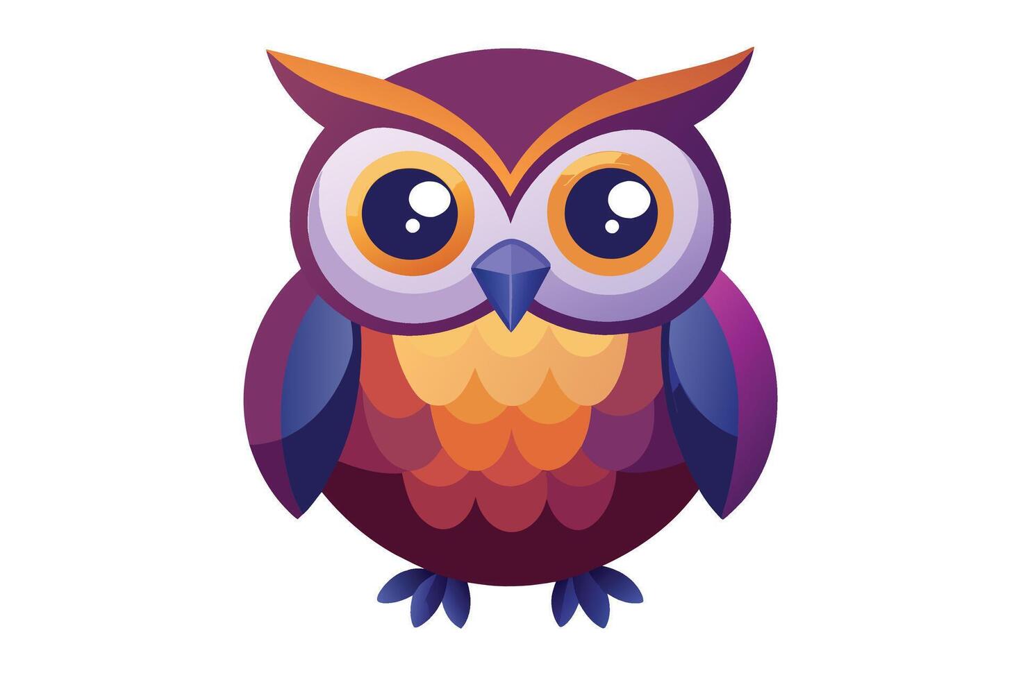 Cute Owl Wise gradient illustration in white background vector