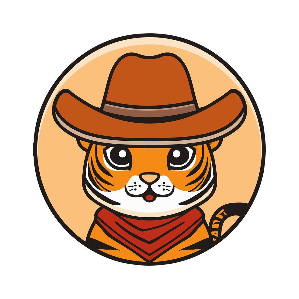 a Tiger with Cowboy Hat vector