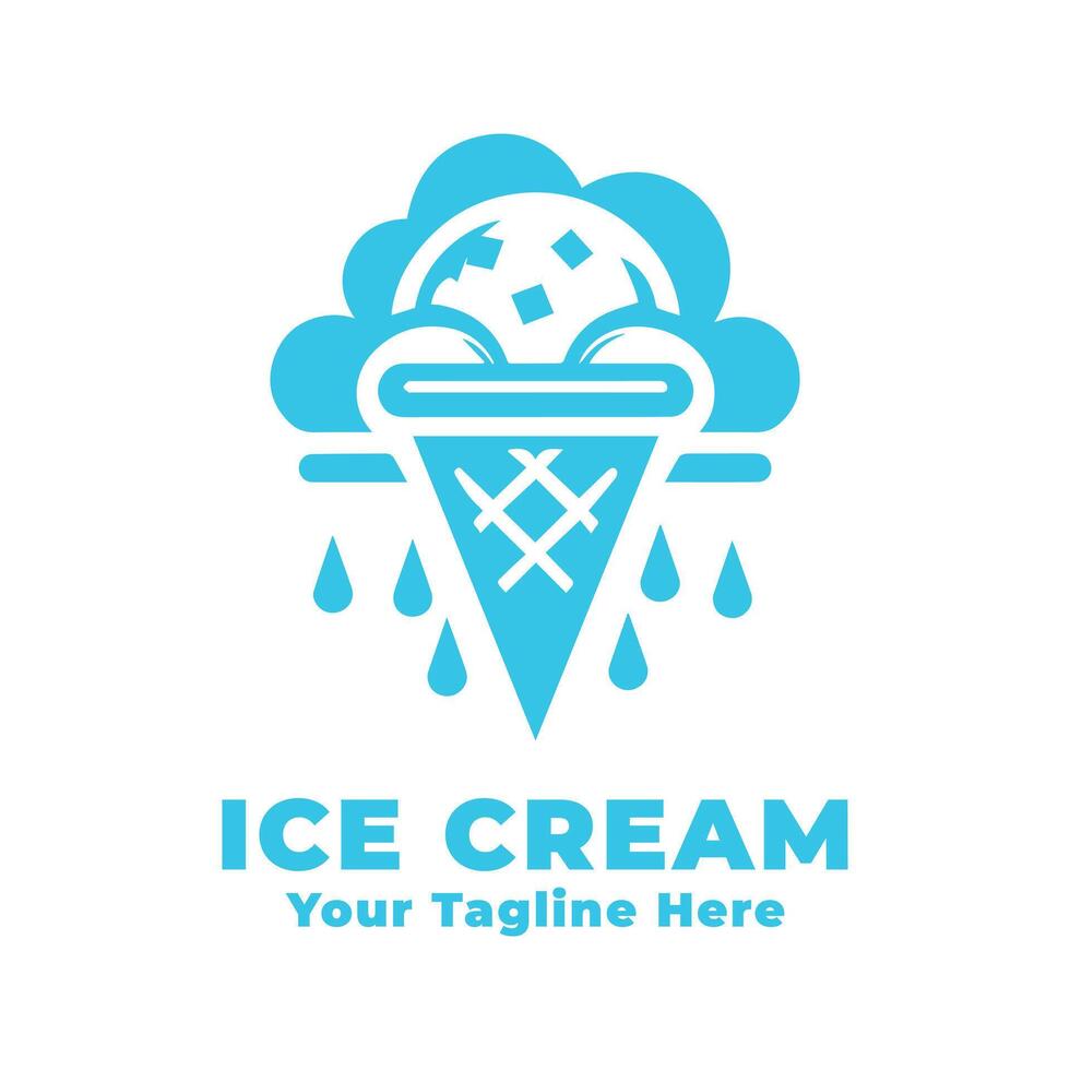 Simple Ice Cream Logo Design Silhouette vector