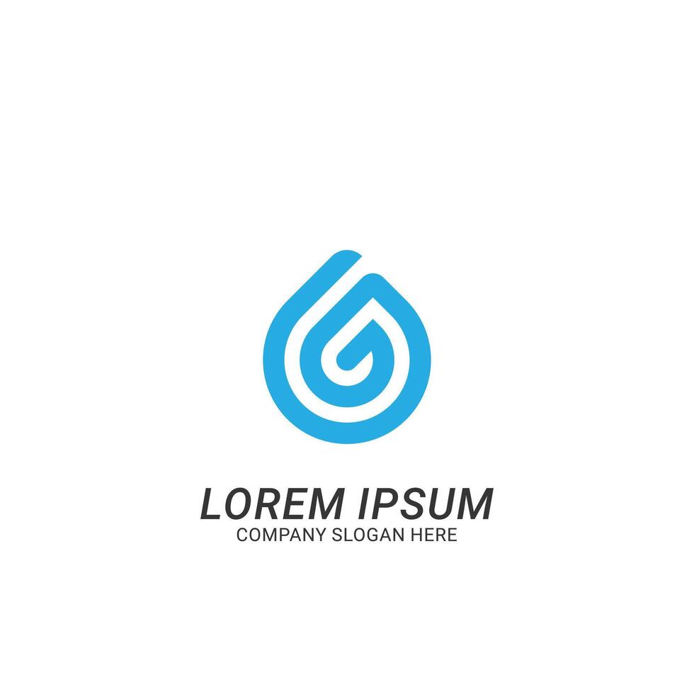 Abstract G letter logo with water drop icon. vector