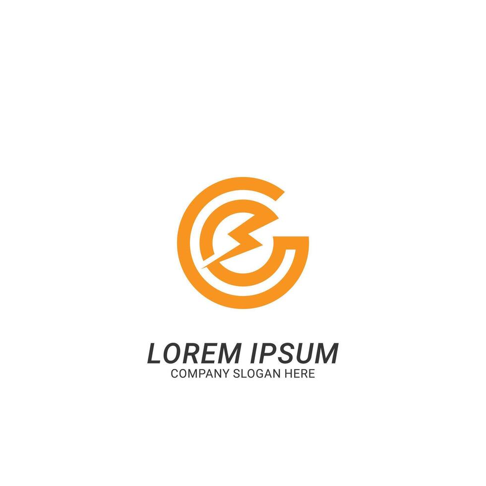 Letter C Minimal Logo Design Template with volt icon vector