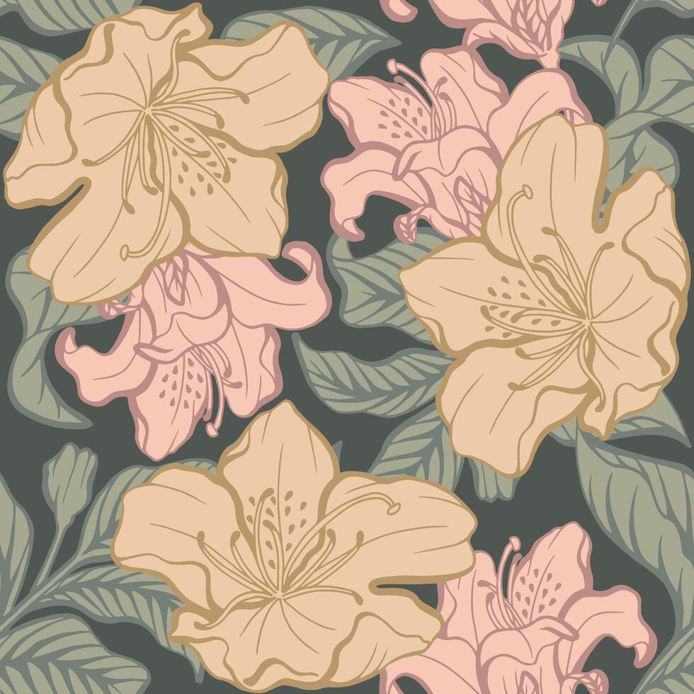 Digital paper azalea flower seamless pattern pattern vector