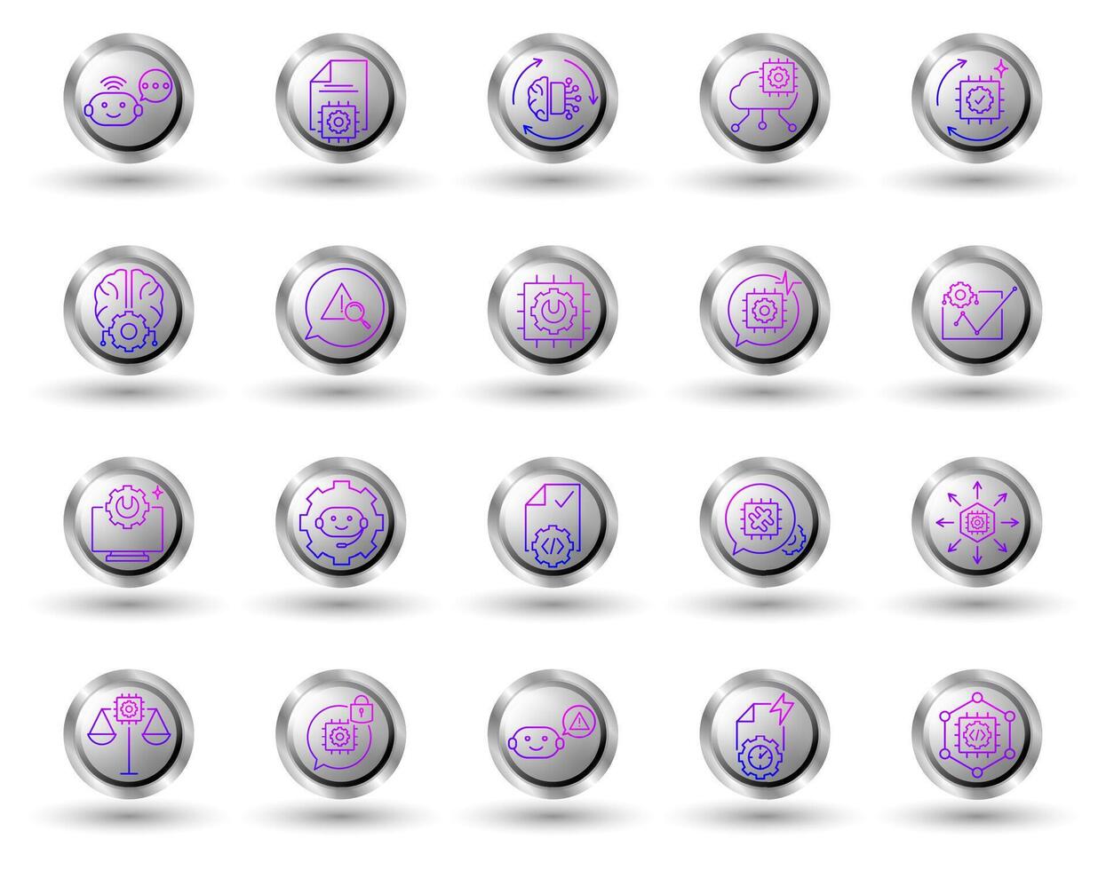 Prompt Engineering gradient line icon set is designed professionally and modernly to represent prompt engineering artificial intelligence, with button background and isolated on white background. vector