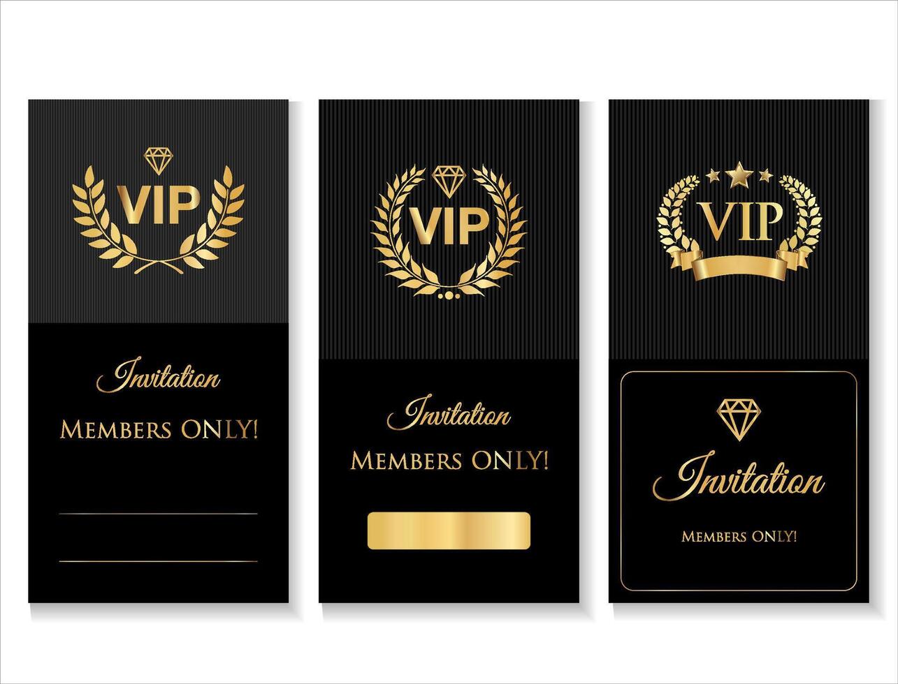 VIP invitation Luxury premium design card, banner or flyer with golden elements isolated on black background vector