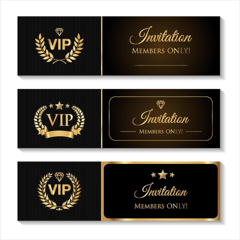 VIP invitation Luxury premium design card or flyer with golden elements isolated vector