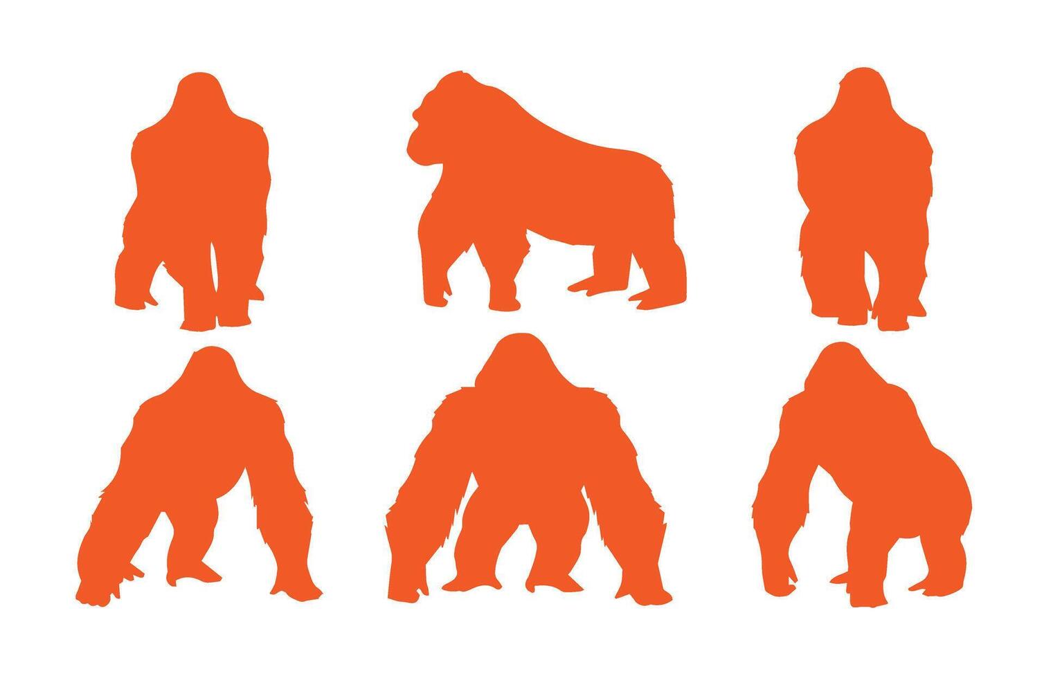 Gorilla Animal Silhouette Collection Art Shadows vector