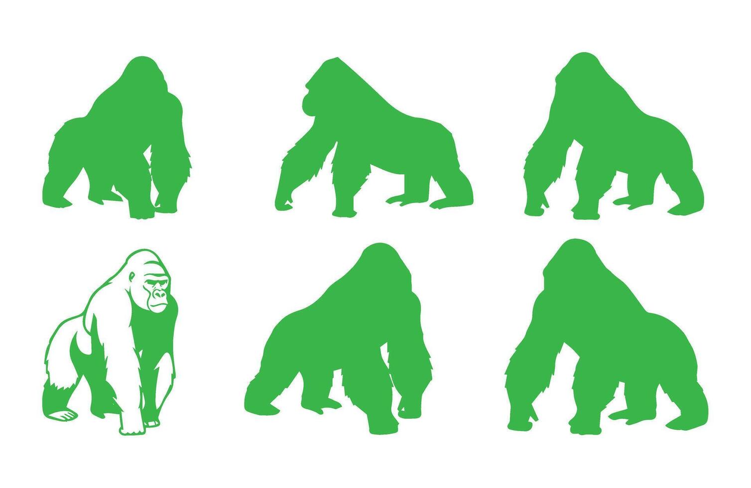 Animal Silhouette Collection Gorilla Art Design vector