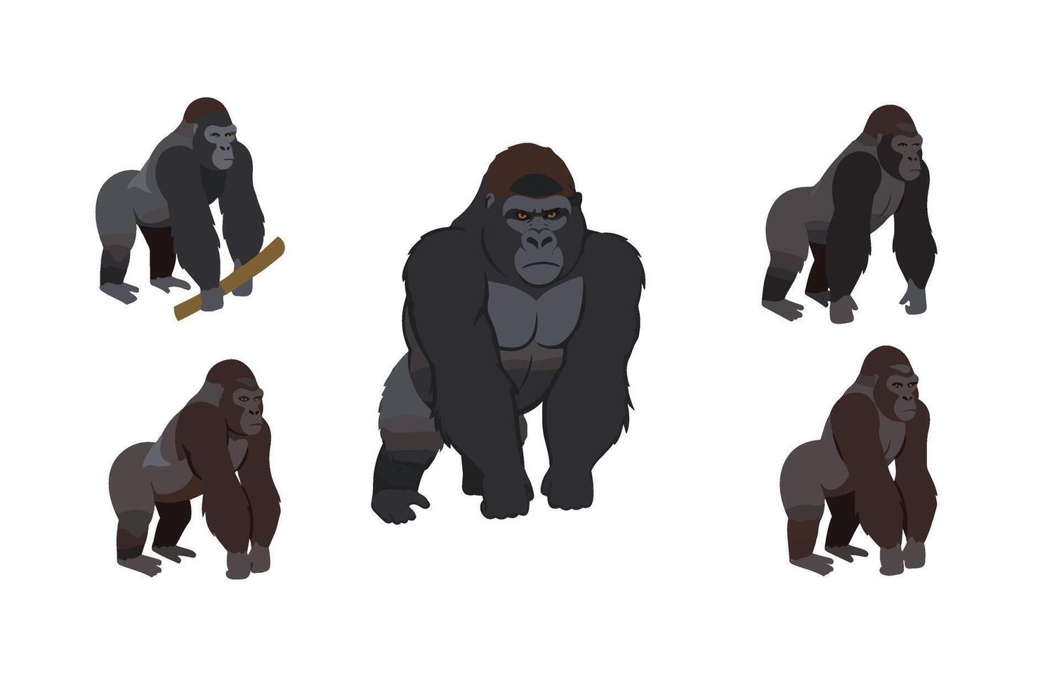 Animal Illustration Gorilla Shadows Collection Style vector