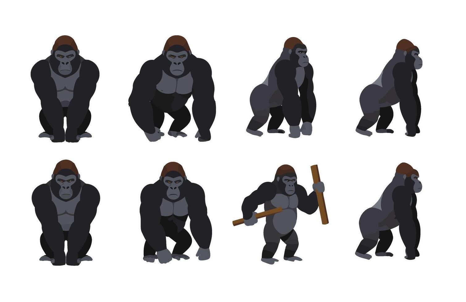Gorilla Shadows Collection Animal Illustration Art vector